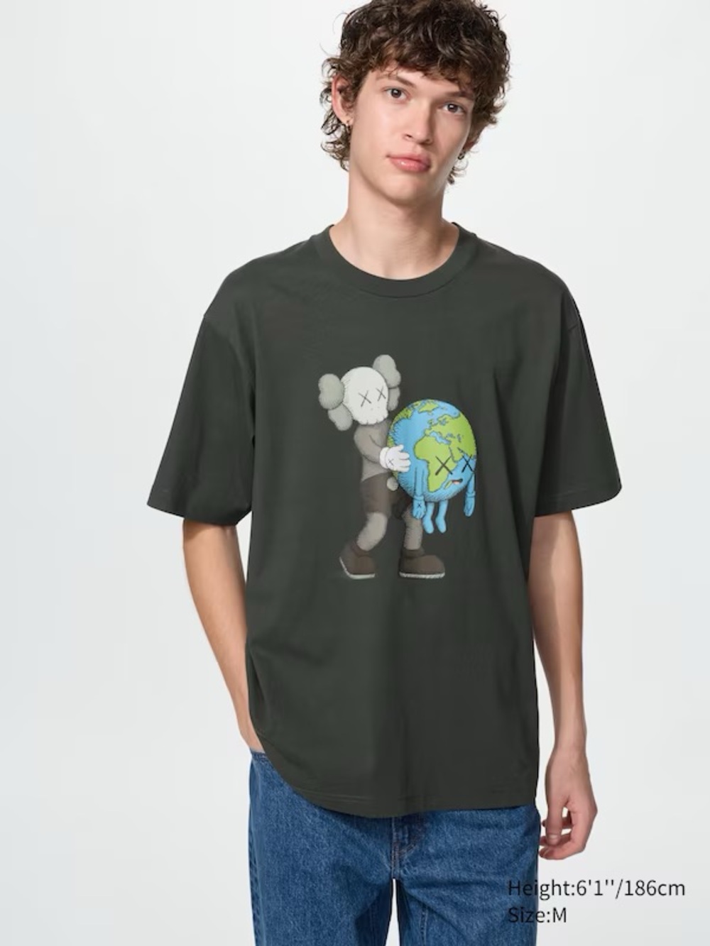 KAWS x UNIQLO Universe UT Graphic T-Shirt GRAY Companion Earth NWT